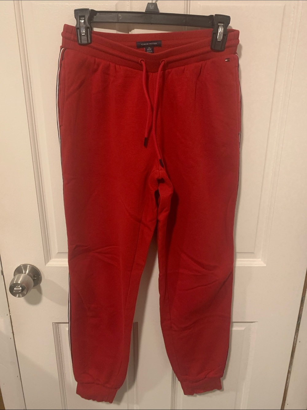 Tommy Hilfiger Bright Red Track Joggers with Side Stripe